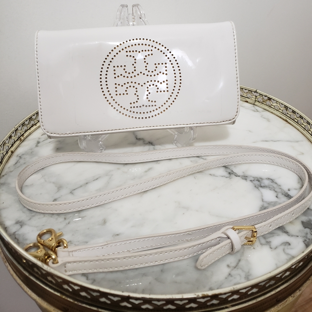 TORY BURCH White Patent Leather Crossbody